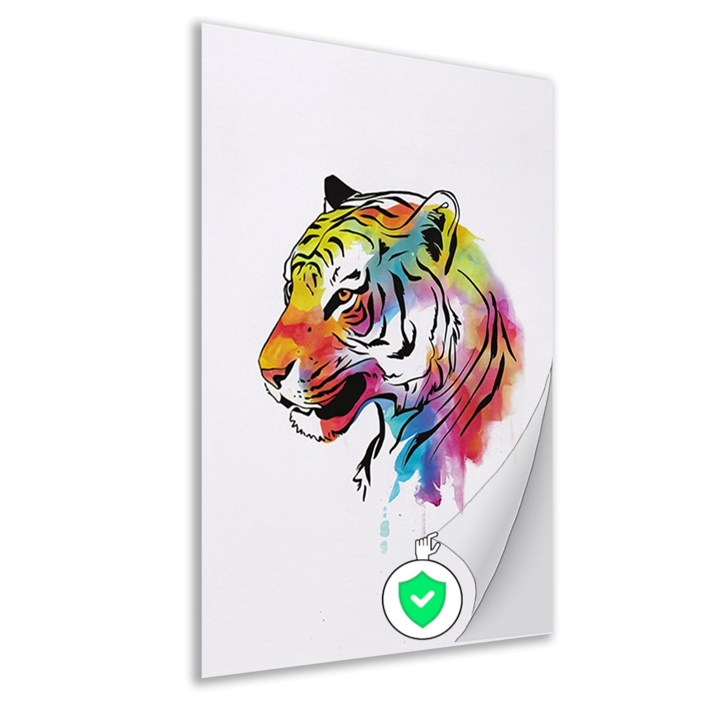 Expressieve Kleurrijke Tijger Line Art poster