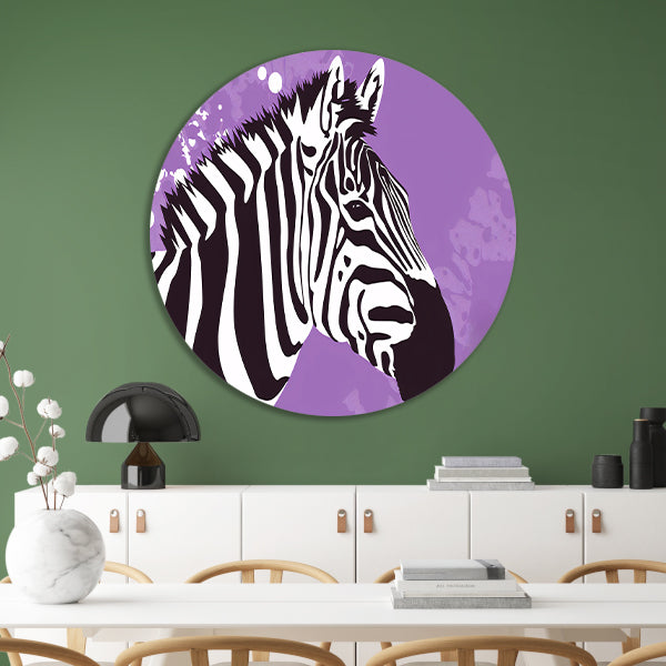 Zebra op een paarse abstracte achtergrond forex muurcirkel
