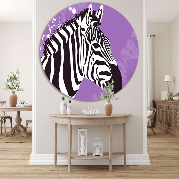 Zebra op een paarse abstracte achtergrond forex muurcirkel