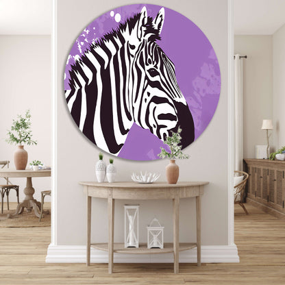 Zebra op een paarse abstracte achtergrond forex muurcirkel