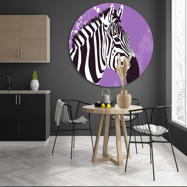 Zebra op een paarse abstracte achtergrond forex muurcirkel