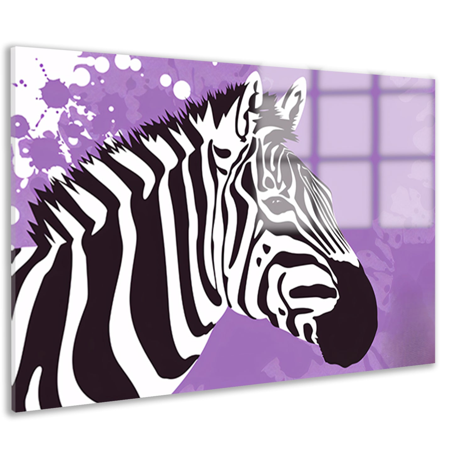 Zebra op een paarse abstracte achtergrond acrylglas