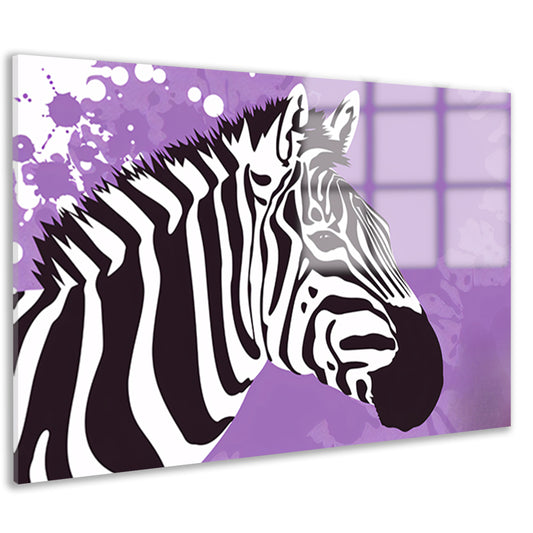 Zebra op een paarse abstracte achtergrond acrylglas