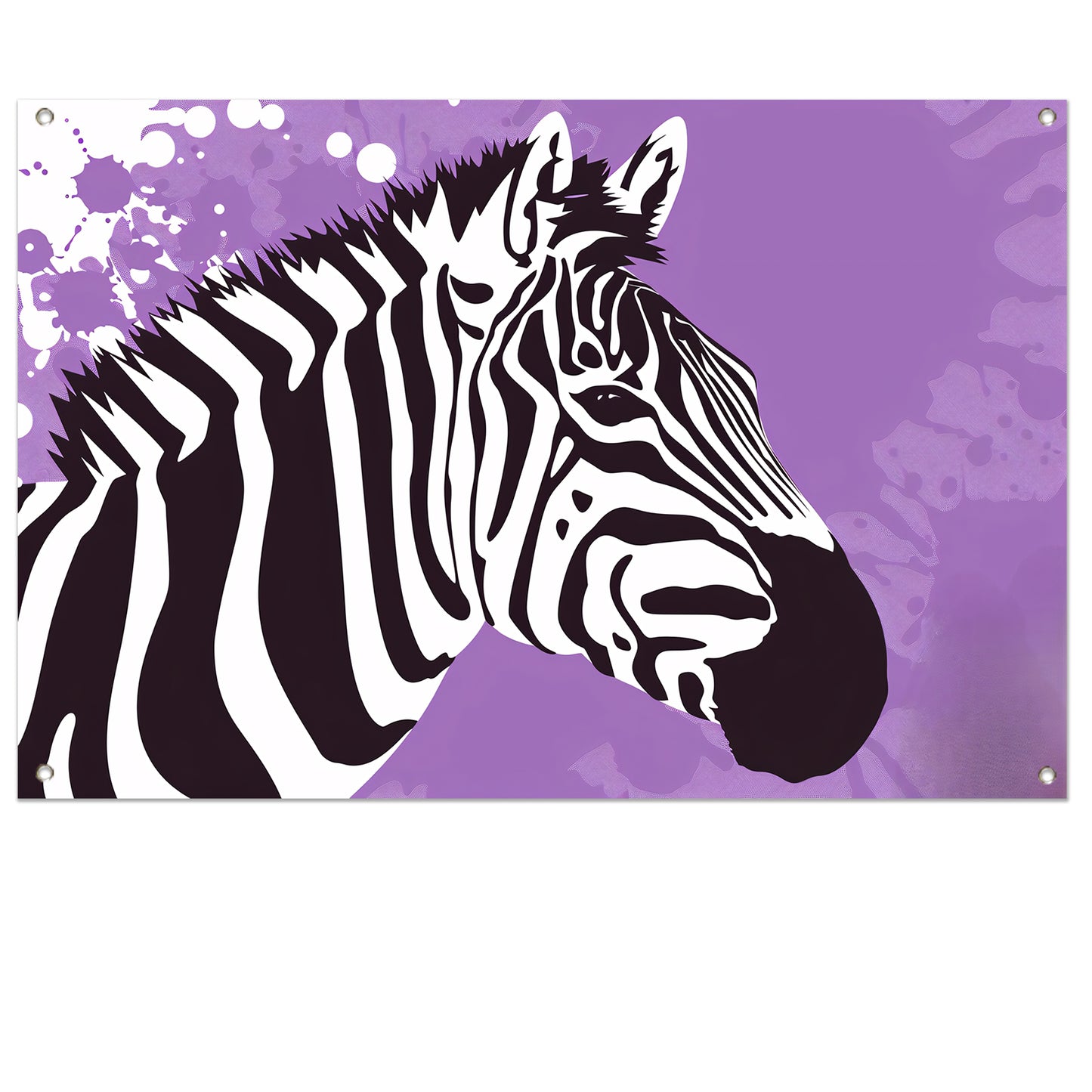 Zebra op een paarse abstracte achtergrond tuinposter