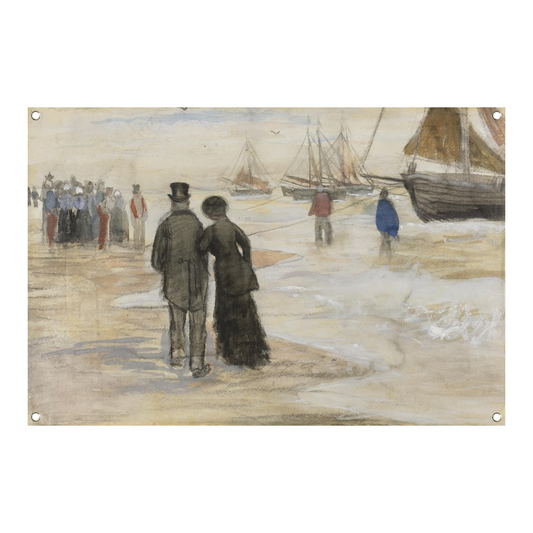 Het strand van Scheveningen - Vincent van Gogh tuinposter