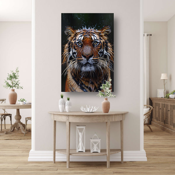 Portret van Tijger in de Regen canvas
