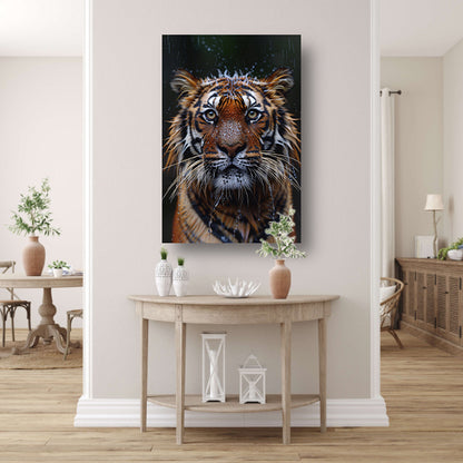 Portret van Tijger in de Regen canvas
