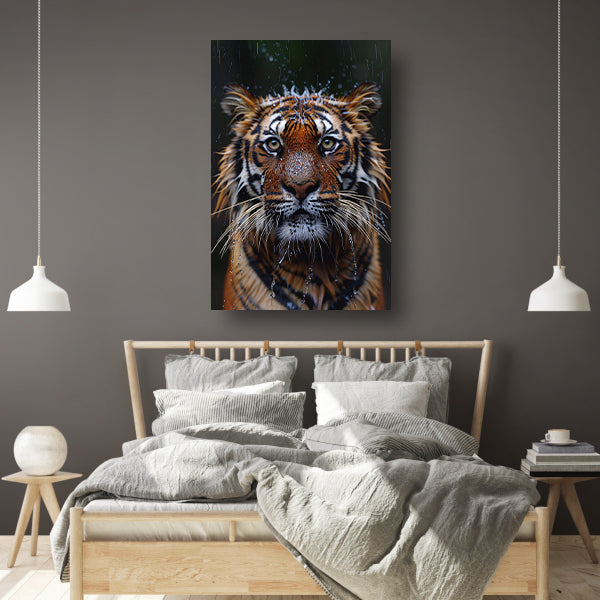 Portret van Tijger in de Regen canvas