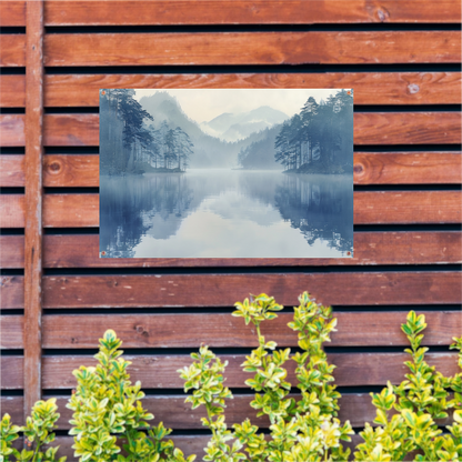 Serene Mistige Ochtend bij het Meer tuinposter