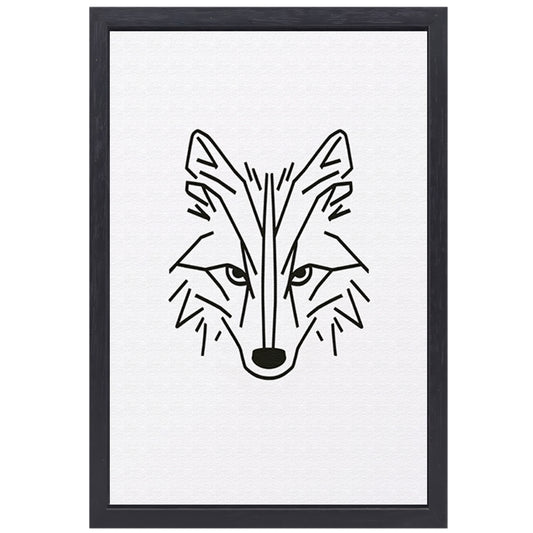 Minimalistische Abstracte Vos Line Art canvas met baklijst
