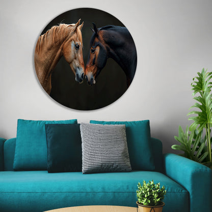 Twee paarden in donkere omgeving forex muurcirkel