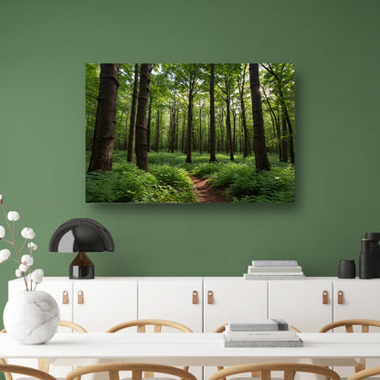 Prachtig groen bos op zonnige dag poster