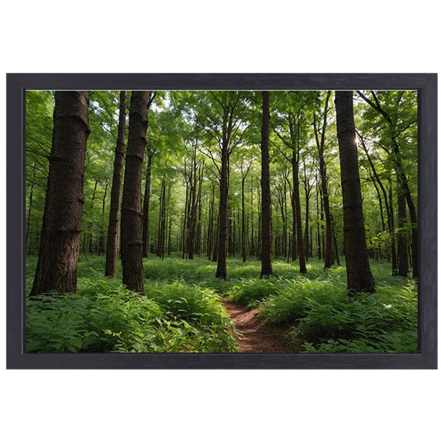 Prachtig groen bos op zonnige dag canvas met baklijst