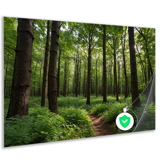 Prachtig groen bos op zonnige dag poster