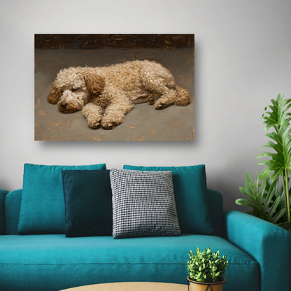 Schilderij van slapende hond in impressionistische stijl canvas