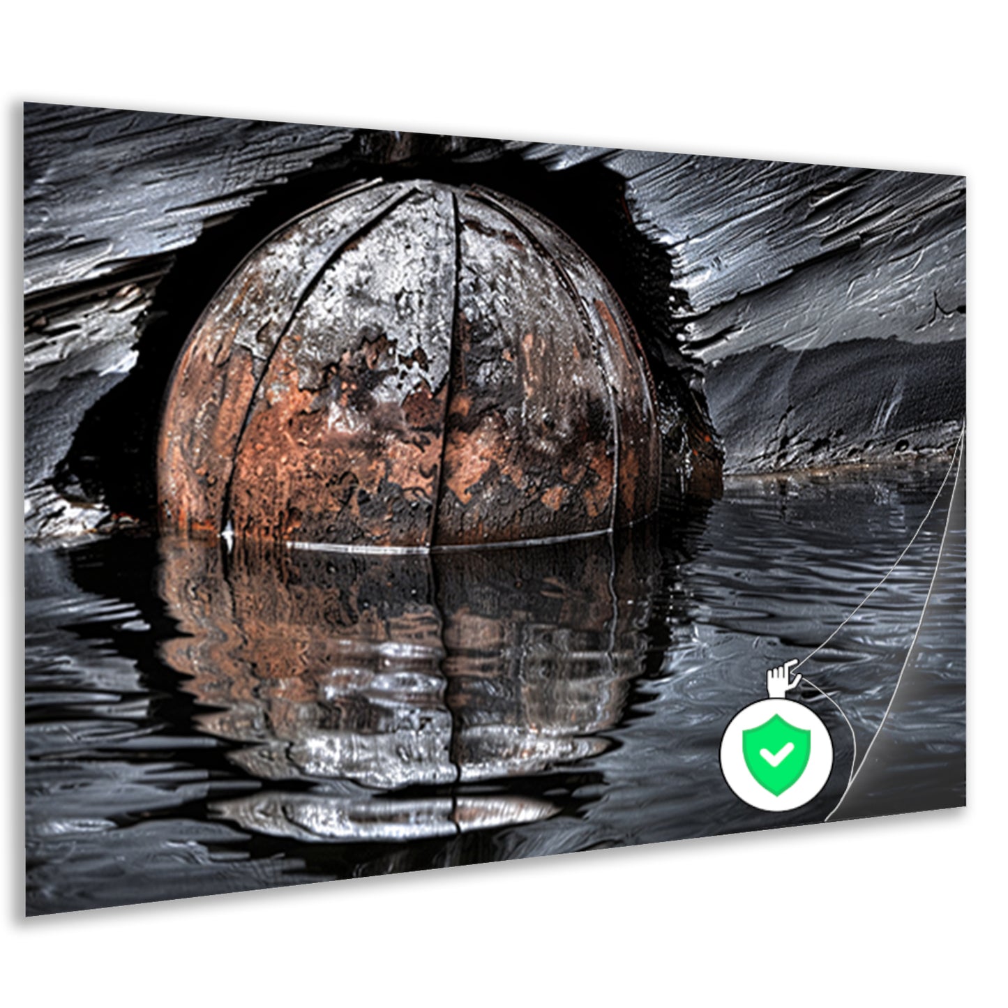 Verroeste kogel in reflecterend waterposter