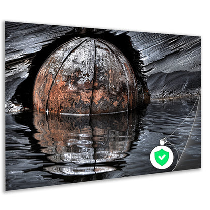 Verroeste kogel in reflecterend waterposter