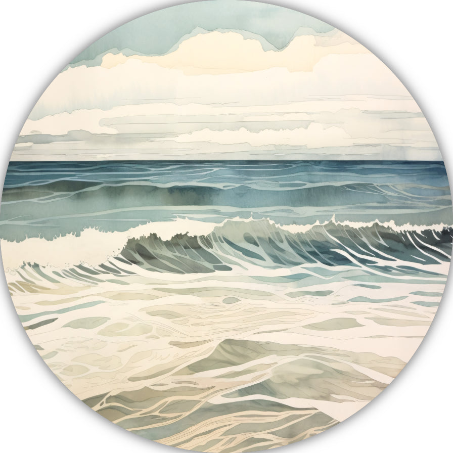 Schilderij van woeste golven op zee aluminium muurcirkel
