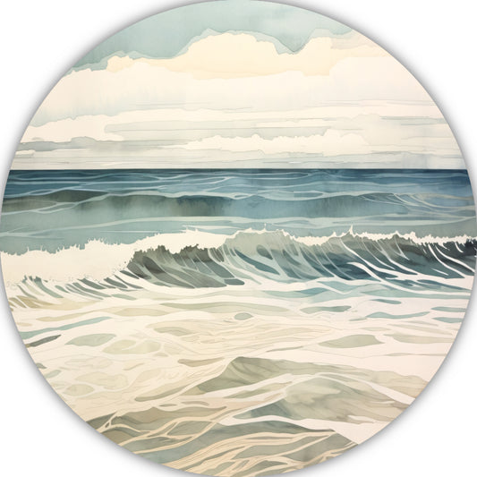 Schilderij van woeste golven op zee aluminium muurcirkel