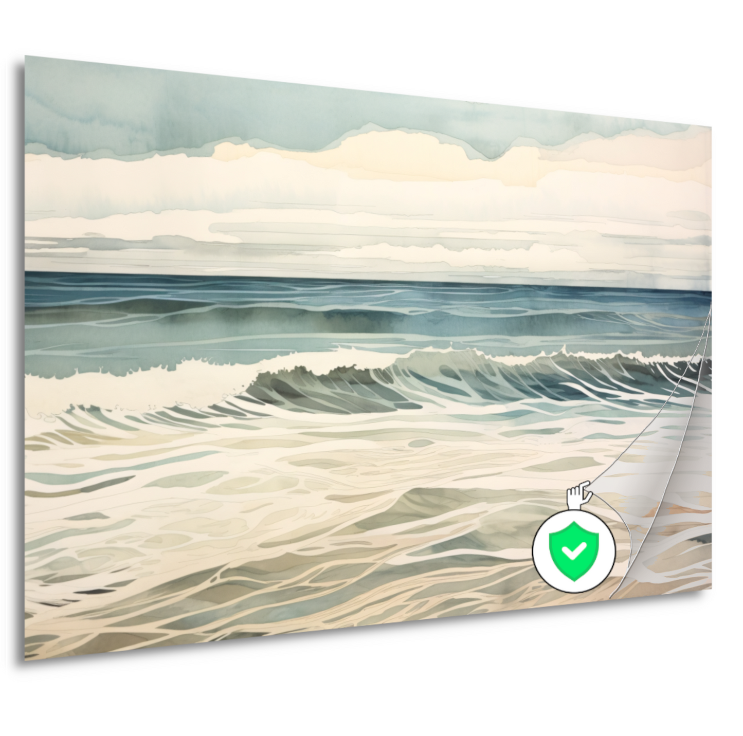 Schilderij van woeste golven op zee poster