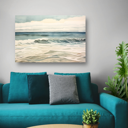 Schilderij van woeste golven op zee poster