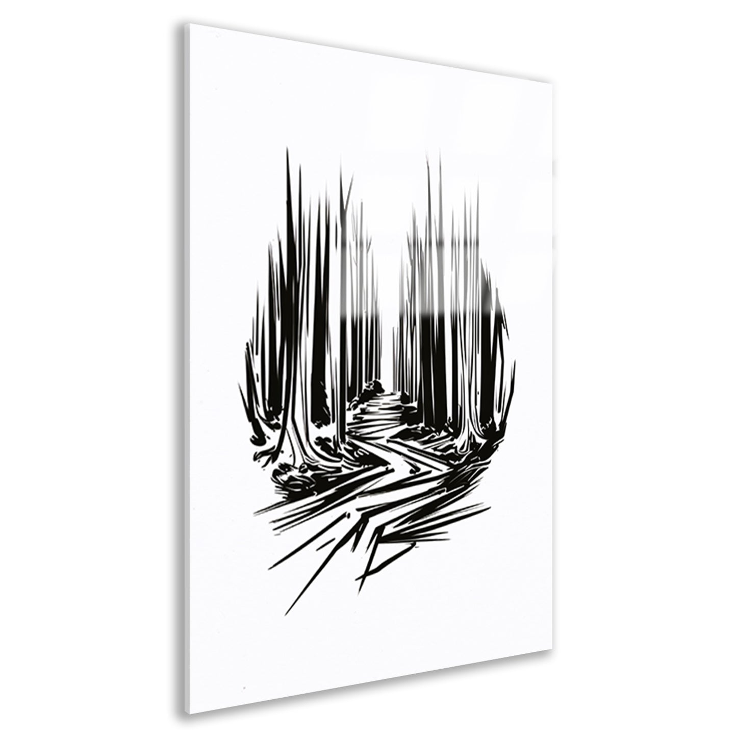 Zwart-wit lijnenspel op canvas acrylglas