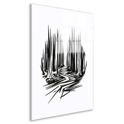 Zwart-wit lijnenspel op canvas acrylglas
