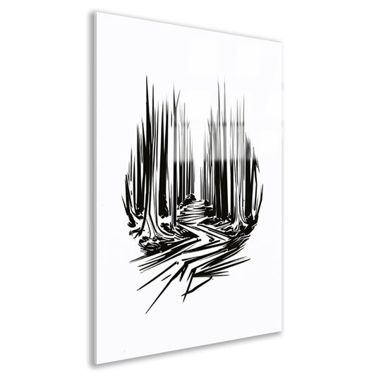 Zwart-wit lijnenspel op canvas acrylglas