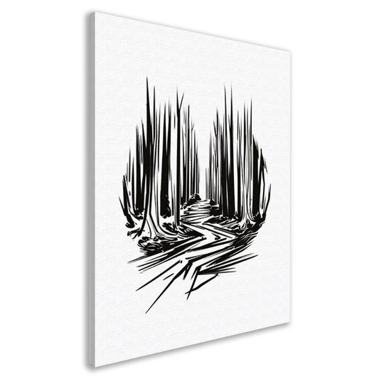 Zwart-wit lijnenspel op canvas canvas