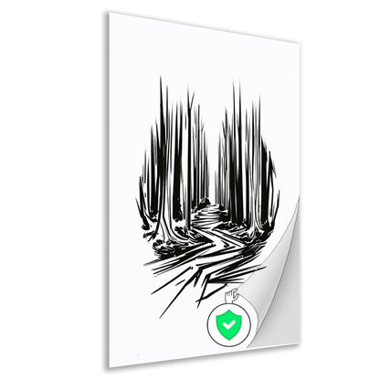 Zwart-wit lijnenspel op canvas poster