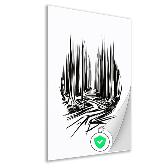 Zwart-wit lijnenspel op canvas poster