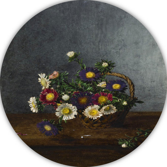 Mand met asters - Léon Bonvin aluminium muurcirkel