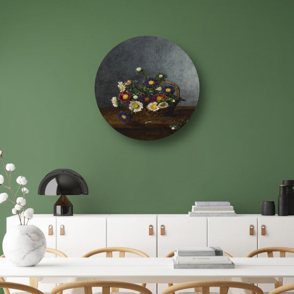 Mand met asters - Léon Bonvin aluminium muurcirkel
