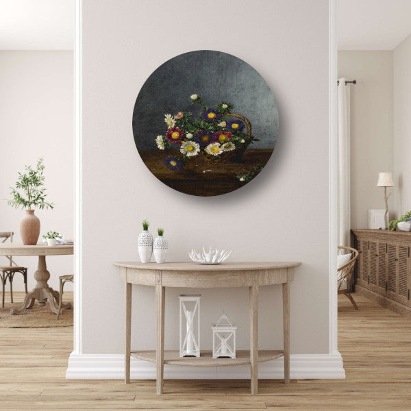 Mand met asters - Léon Bonvin aluminium muurcirkel