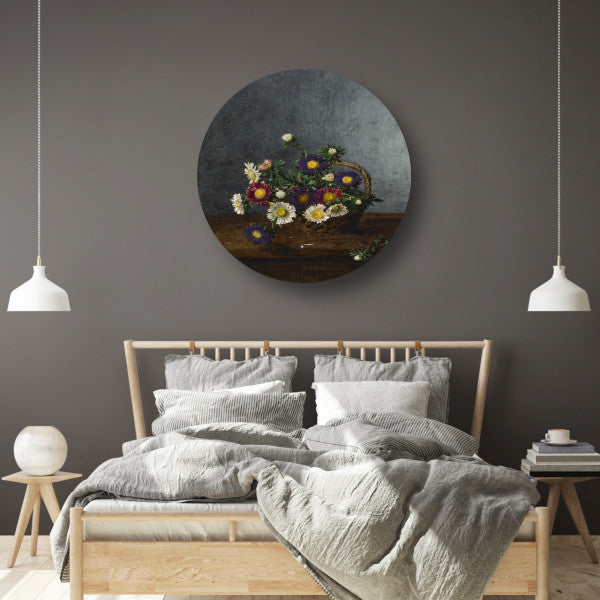 Mand met asters - Léon Bonvin aluminium muurcirkel