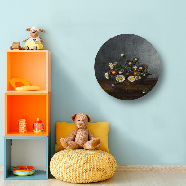 Mand met asters - Léon Bonvin aluminium muurcirkel