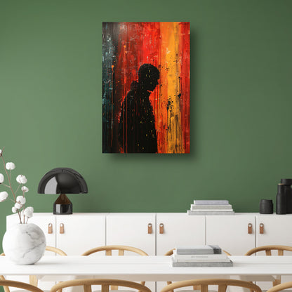 Abstract regenachtige dag met eenzame figuur canvas met baklijst