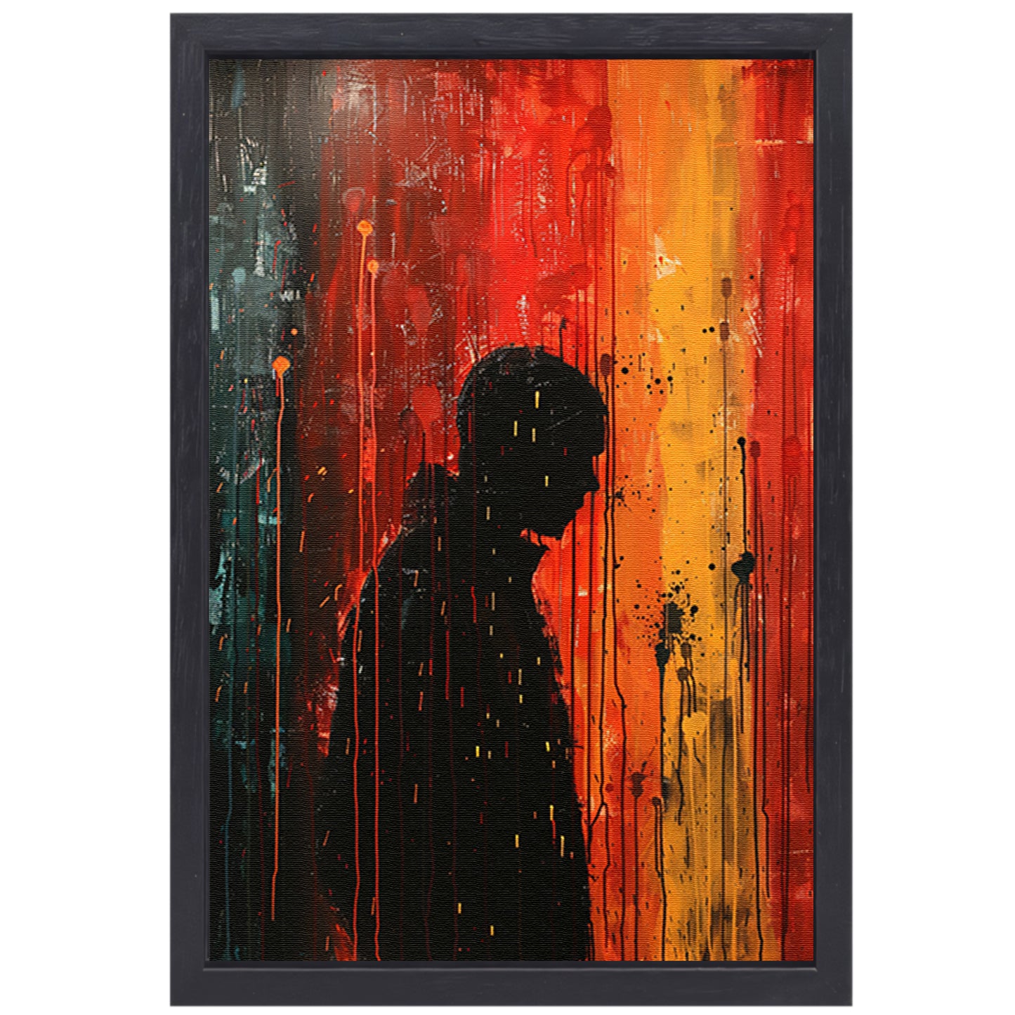 Abstract regenachtige dag met eenzame figuur canvas met baklijst