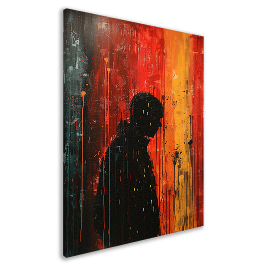 Abstract regenachtige dag met eenzame figuur canvas