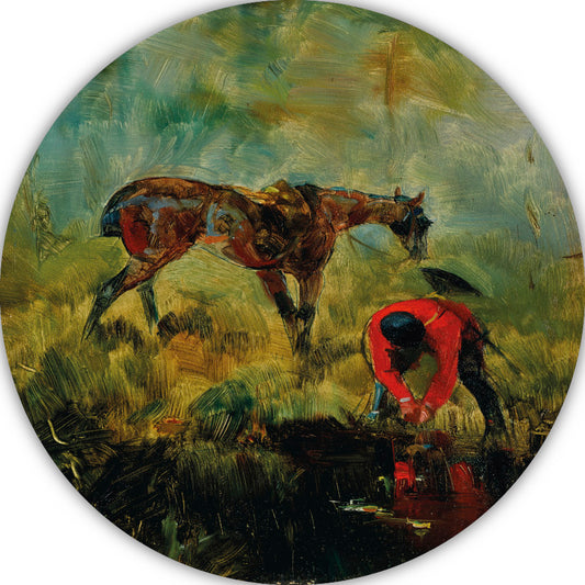 Jachtpaard met honden - Henri de Toulouse-Lautrec aluminium muurcirkel