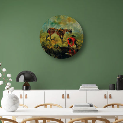 Jachtpaard met honden - Henri de Toulouse-Lautrec aluminium muurcirkel