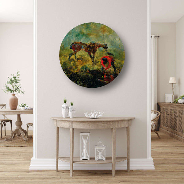Jachtpaard met honden - Henri de Toulouse-Lautrec aluminium muurcirkel