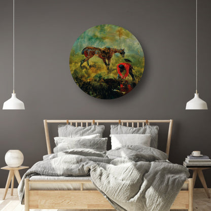 Jachtpaard met honden - Henri de Toulouse-Lautrec aluminium muurcirkel