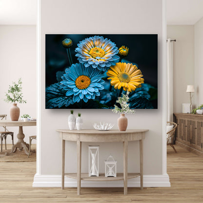 Levendige bloemen in kleurrijk contrast poster