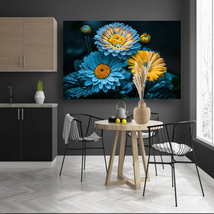 Levendige bloemen in kleurrijk contrast poster