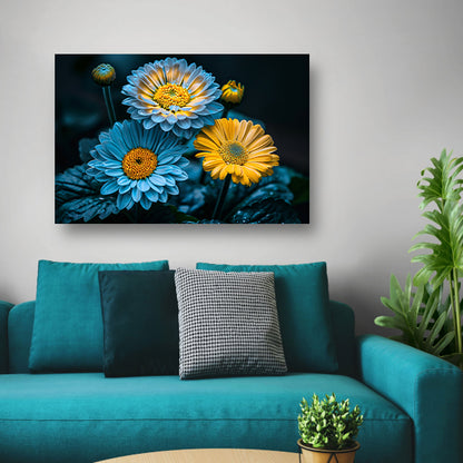 Levendige bloemen in kleurrijk contrast poster