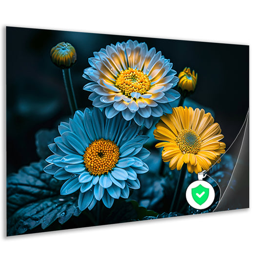 Levendige bloemen in kleurrijk contrast poster