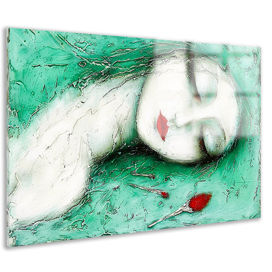 Dromerig surrealistisch vrouwelijk portret met bloemen acrylglas