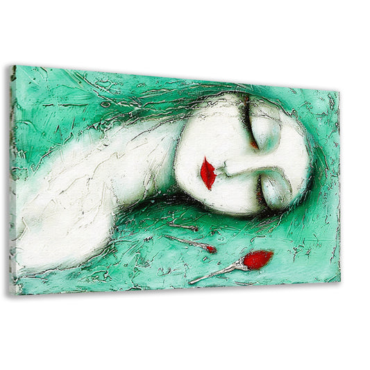Dromerig surrealistisch vrouwelijk portret met bloemen canvas
