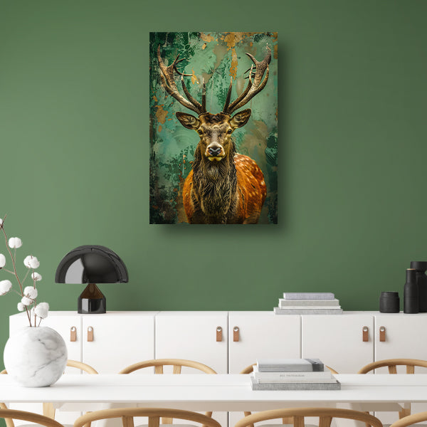 Hert met kleurrijke abstracte achtergrond canvas